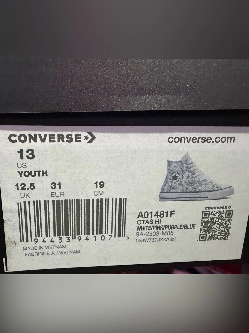 Converse White High-Top Sneakers with Multicolor Rainbow Floral Butterfly Doodle